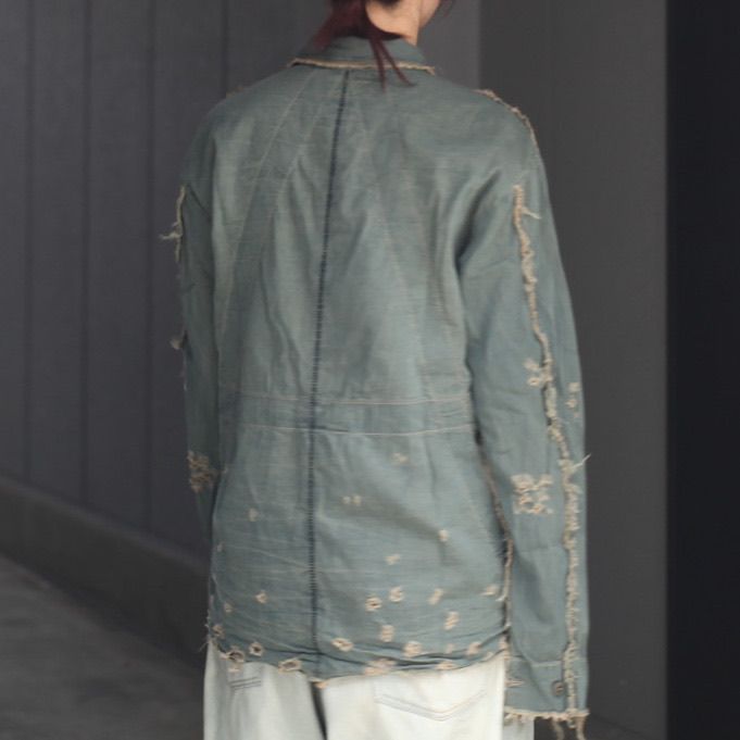 【残り一点】PW Slash Seam HBT Work Shirt With Damaged (FROM COAL MINE)