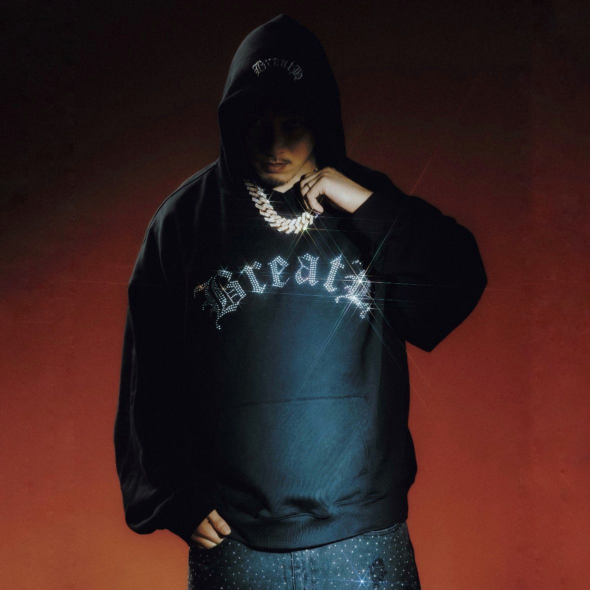 【残り一点】Old English Logo Rhinestone Hoodie