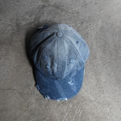 【残り一点】Blue Denim Washed Printed Baseball Cap