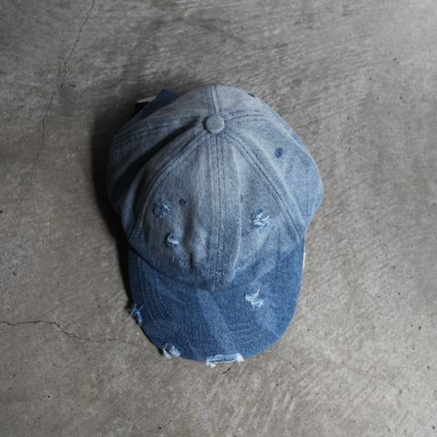 【残り一点】Blue Denim Washed Printed Baseball Cap