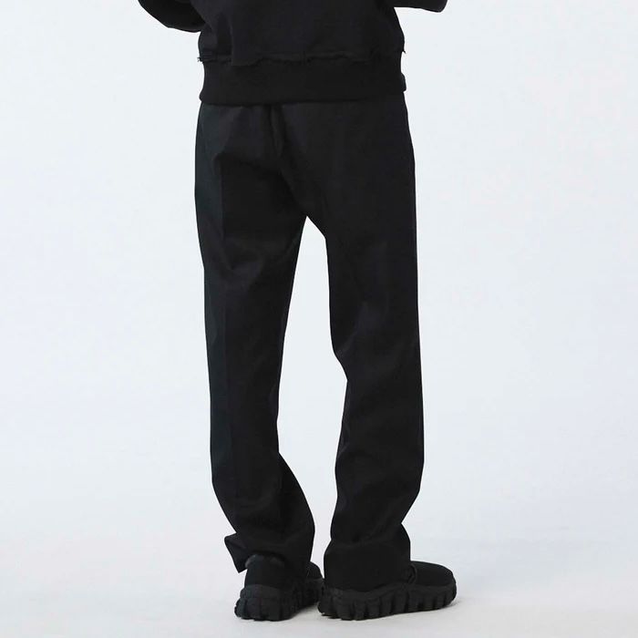 【残り一点】72/2 4Colors Chambray Wool 1tuck Straight Slacks