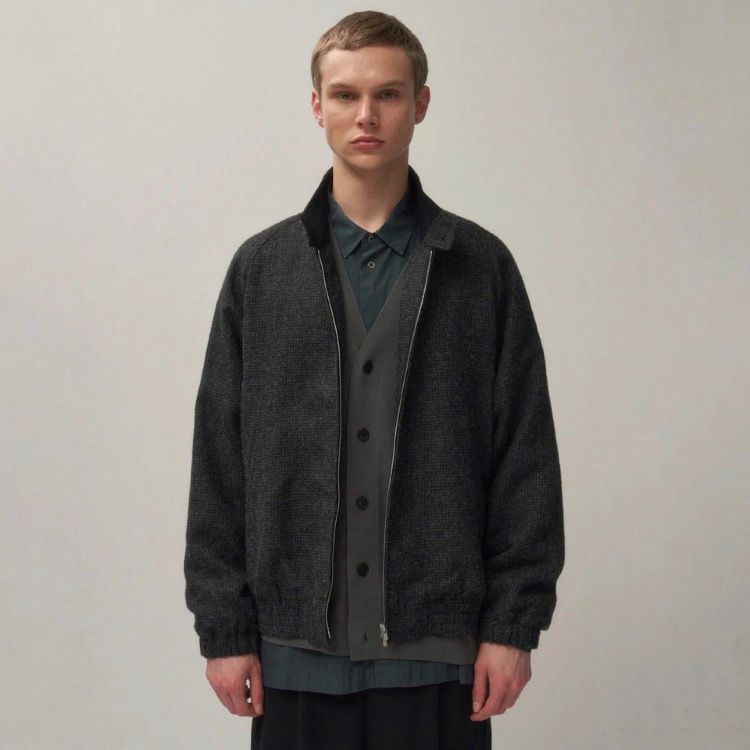 【残り一点】Alpaca Hound Tooth Harrington Jacket