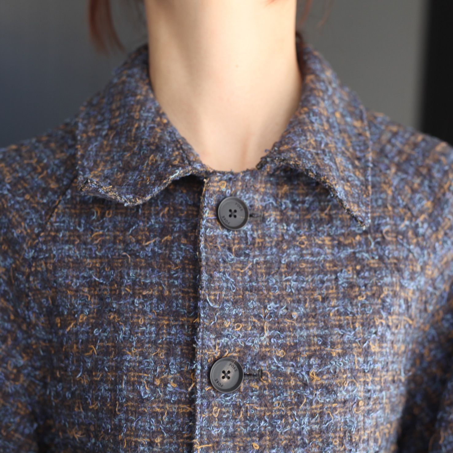 【残り一点】Needlepunched Cotton Plaid Cut Off Coat