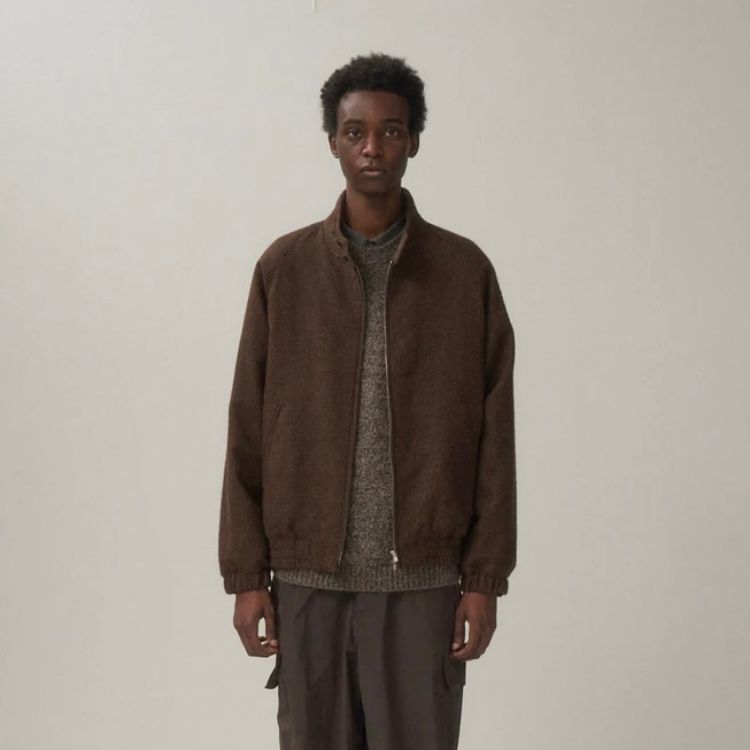 【残り一点】Alpaca Hound Tooth Harrington Jacket