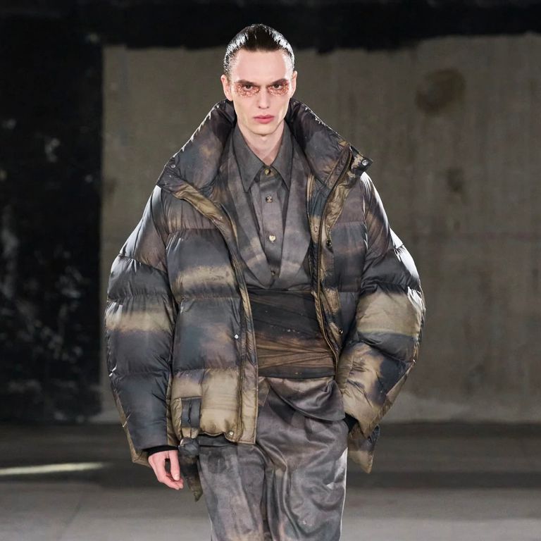 Feng Chen Wang - 【残り一点】Brown Printed Down Jacket | ACRMTSM 