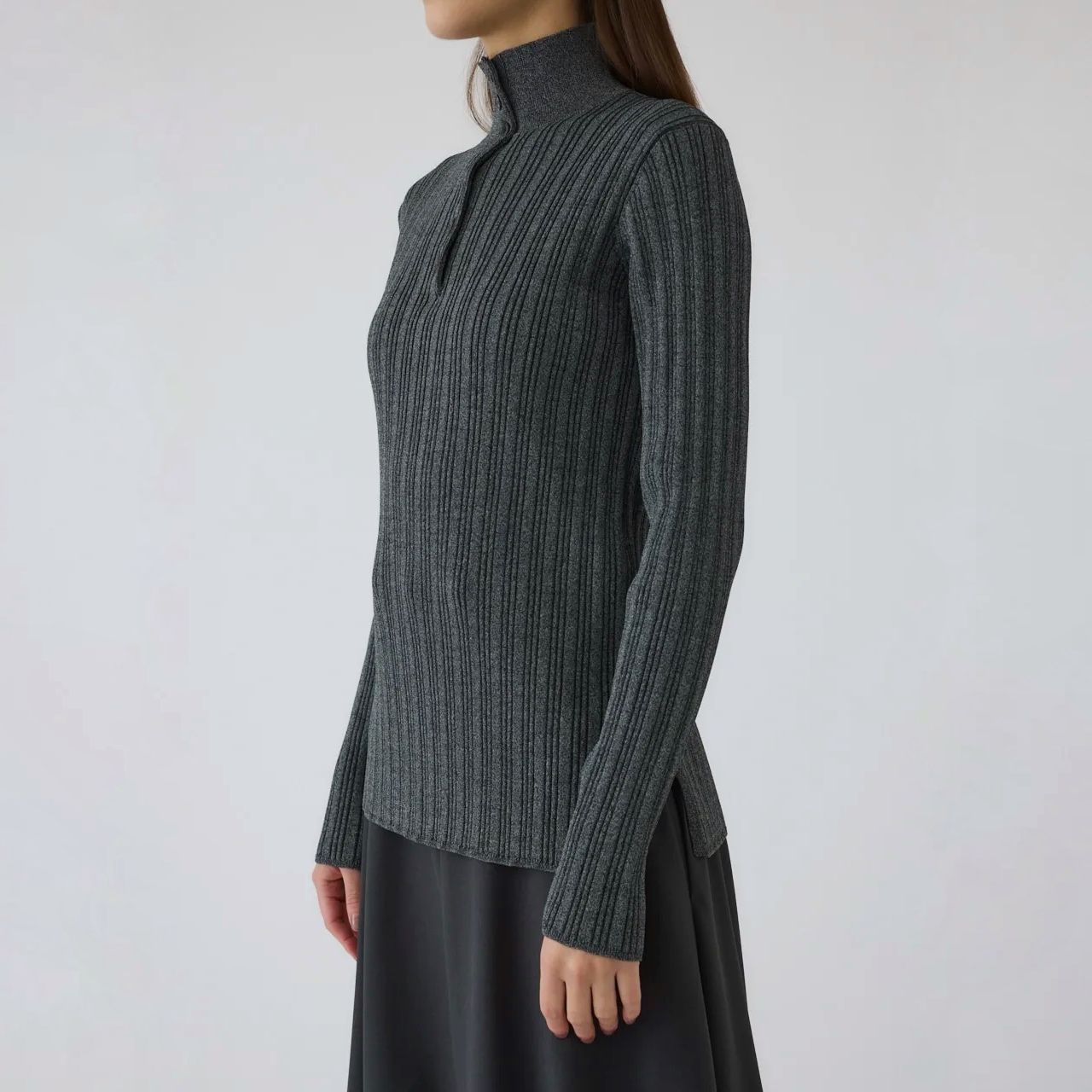 【残り一点】Open Collar Rib Knit Tops