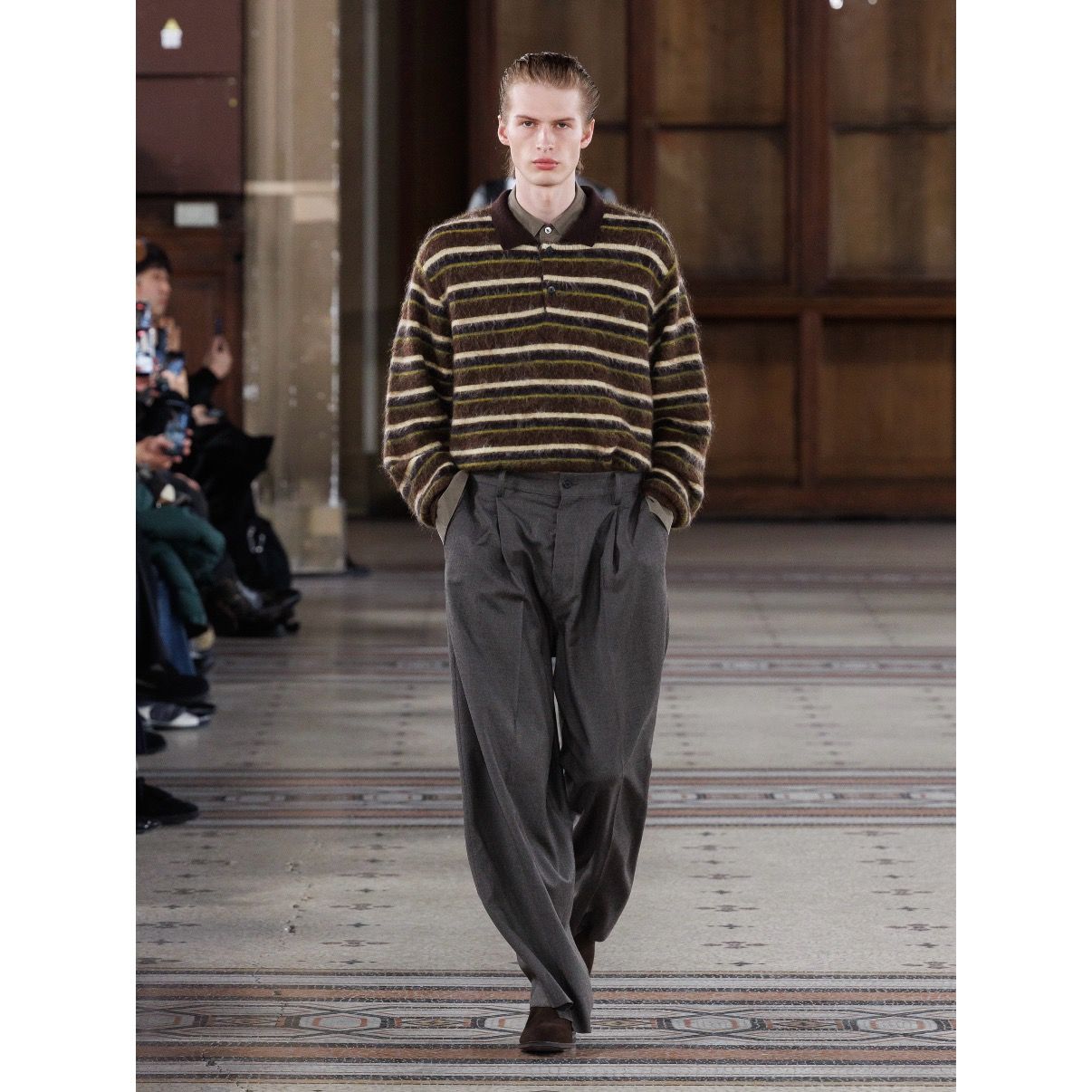 【残りわずか】Kid Mohair Ribbed Knit Polo LS