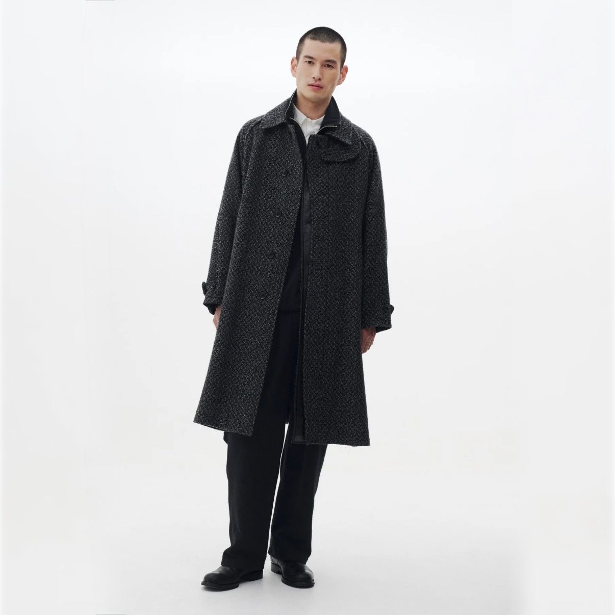 【残り一点】Herringbone Tweed Balmacaan Over Coat