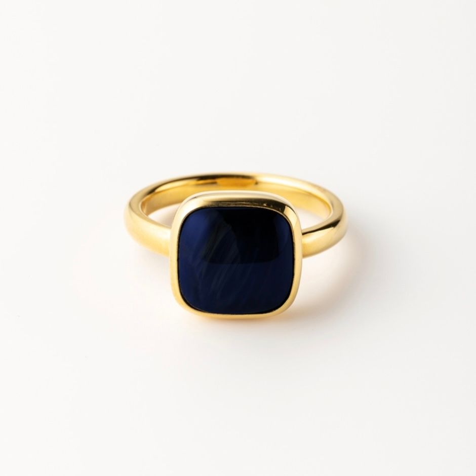 【お取り寄せ注文可能】Square Cabochon Pietersite Stone Ring
