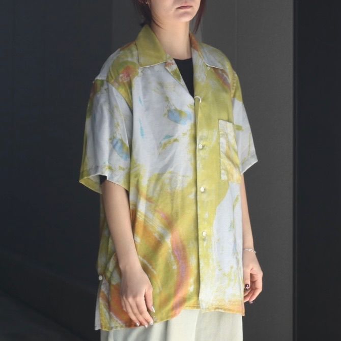【残り一点】Flower Printed Open Collar Shirt