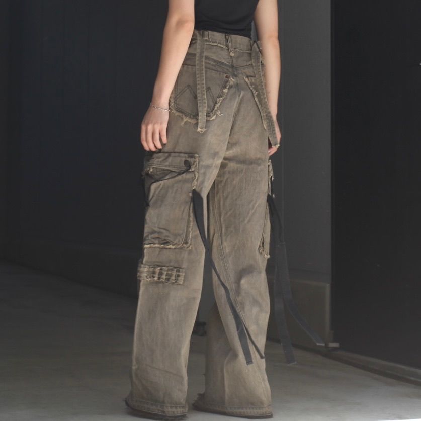 【残り一点】Cut Off Slash Seam Twist Cargo Jeans