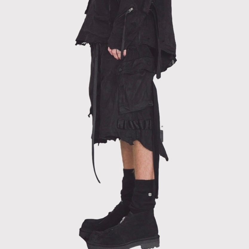 【残り一点】Rustic Edged HBT Short(VEGETABLE TANNING PIG LEATHER)