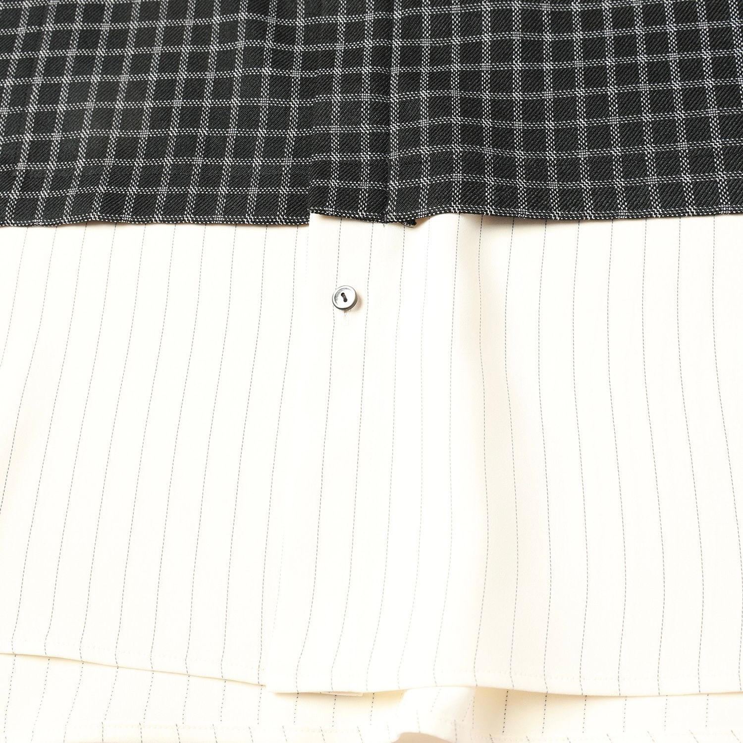 【残り一点】Check Asymmetrical Stripe Short Sleeve Shirt