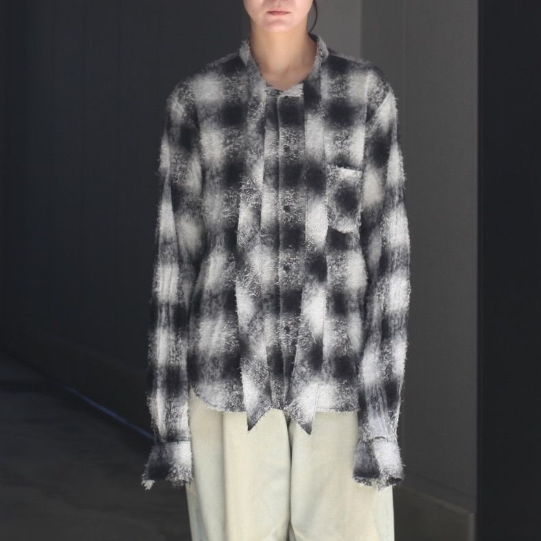 【残り一点】Shaggy Ombre Ribbon Shirt(DRUNK)
