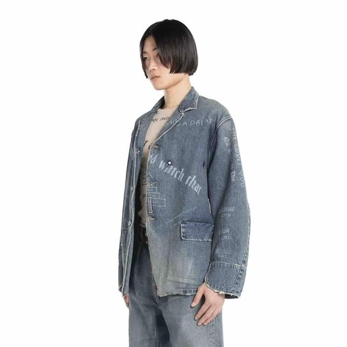 【残り一点】"TATTOO" Laser Printed Draiping Denim JKT
