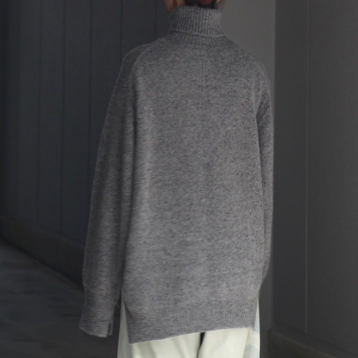 【残り一点】Cashmere/Sable Tweed Knit Turtle Neck LS