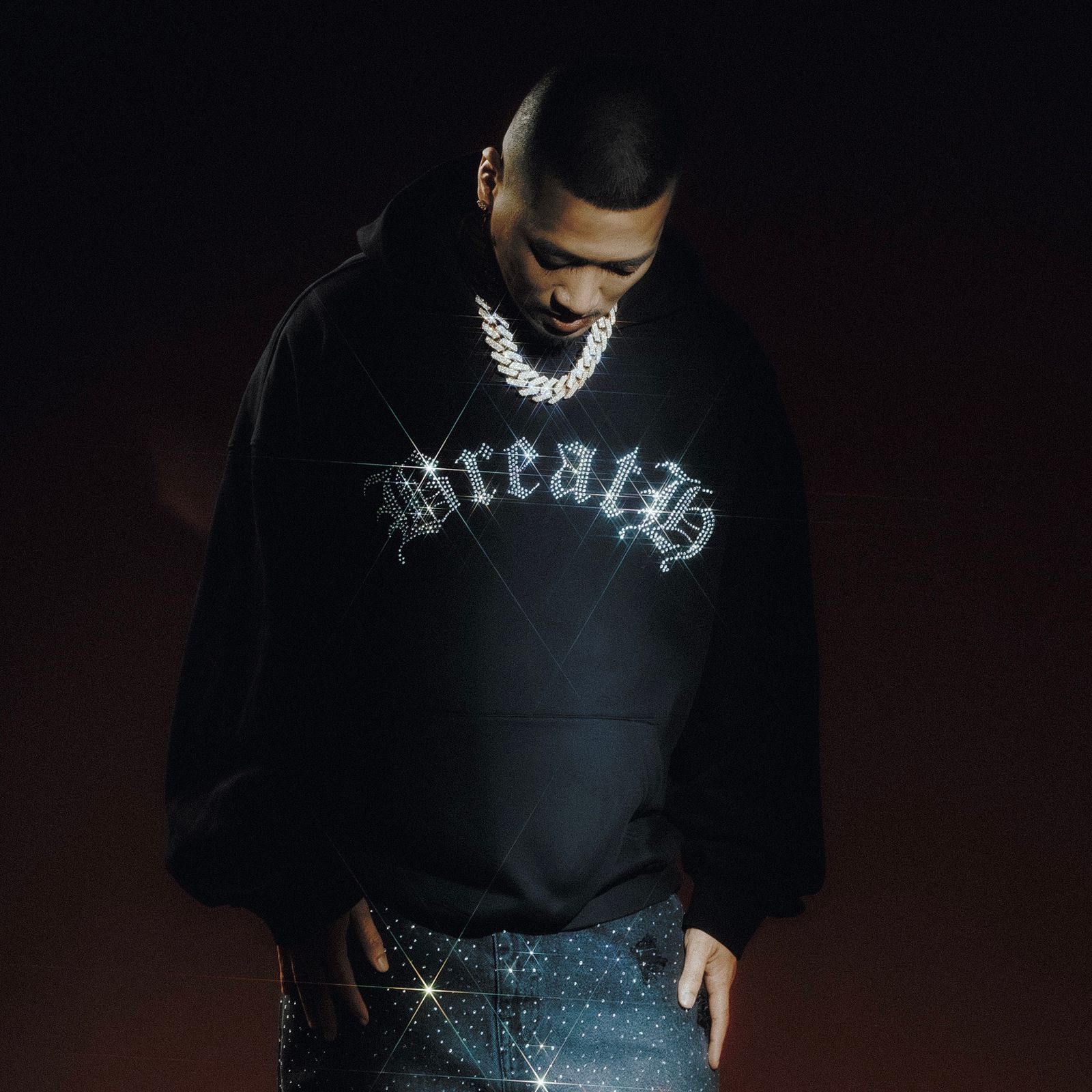 【残り一点】Old English Logo Rhinestone Hoodie