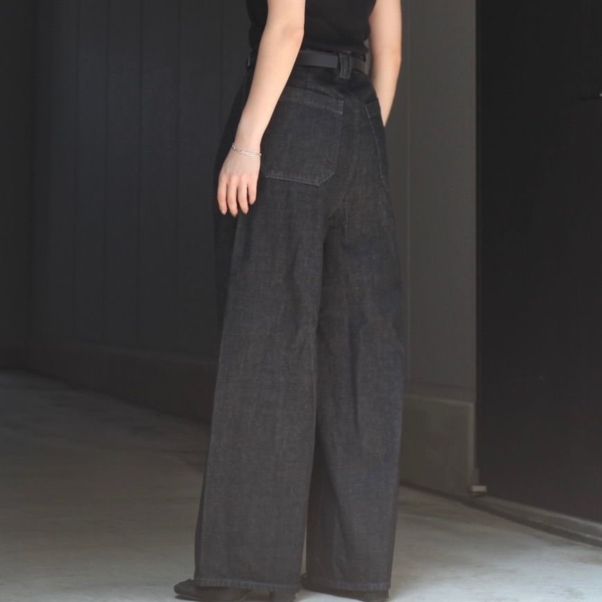 【残り一点】Denim 3pleated Wide-Leg Trousers