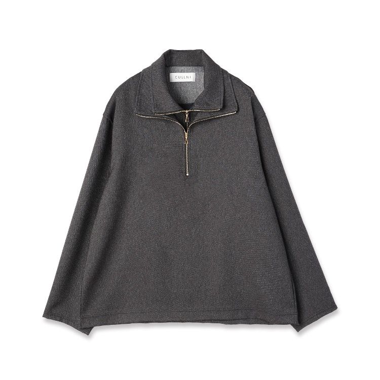 【残り一点】Faux Denim Layered Stand Collar Pullover