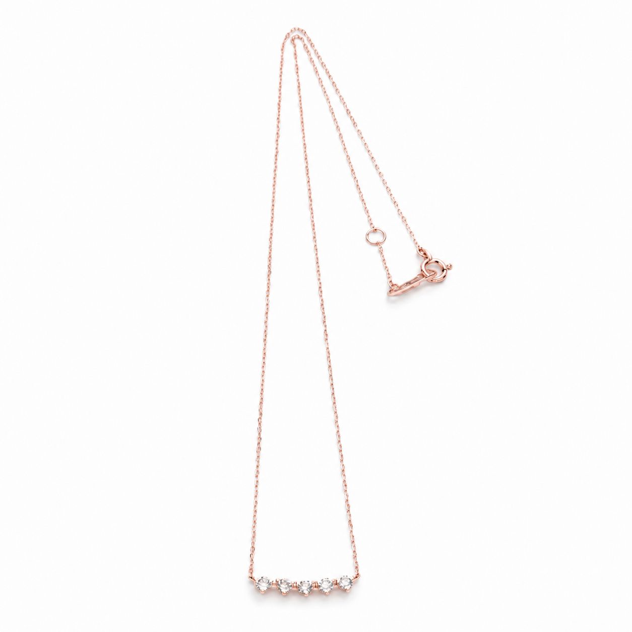 【お取り寄せ注文可能】Triangle 5 Dia Necklace(K18 PINK GOLD)