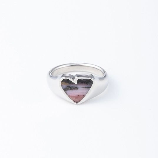 PREEK - 【お取り寄せ注文可能】Rough Heart Pink Opal Stone Ring