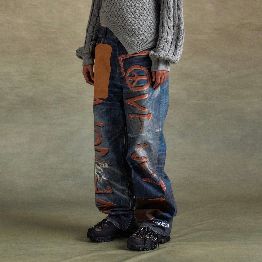 【残り一点】Love Printed Denim Trompe L`oeil Jeans