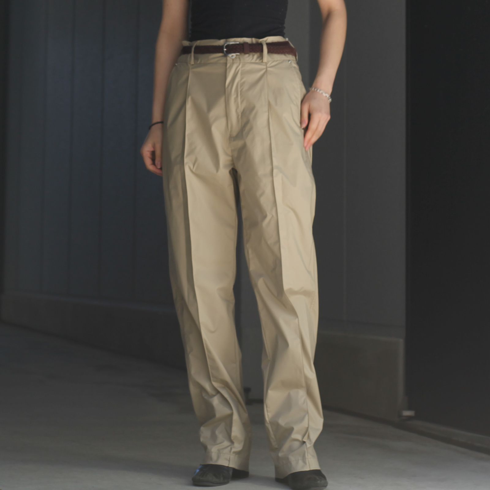 TTT_MSW 22SS Jersey straight pants navy スラックス ショップ