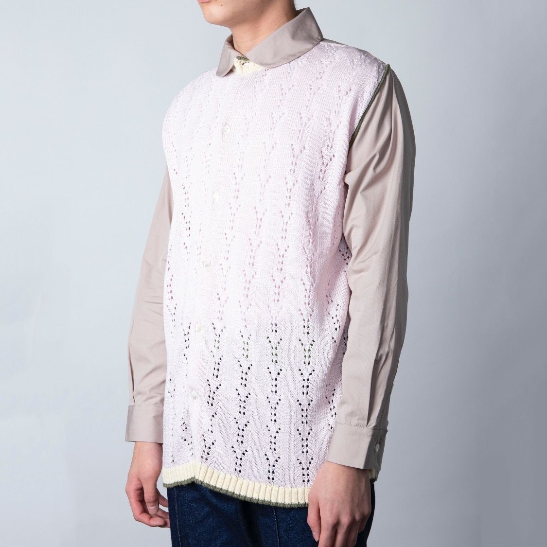 完売品】ttt_msw Knit Cardigan Docking Shirt - greatriverarts.com