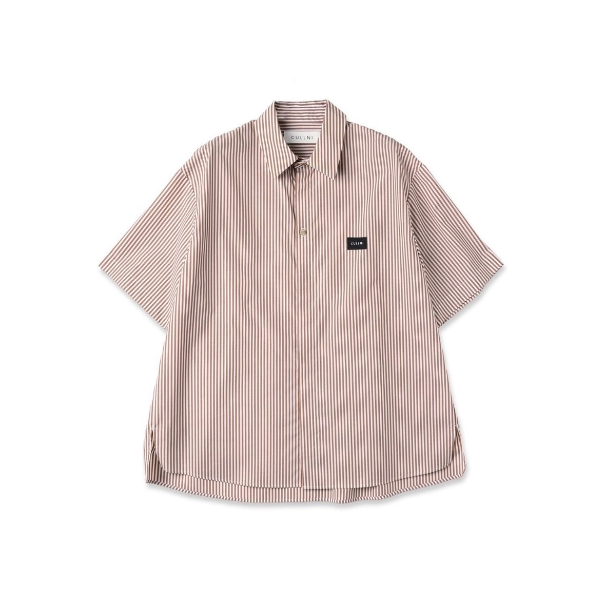 【残り一点】High Count Broad Embroidery Patch Short Sleeve Stripe Shirt