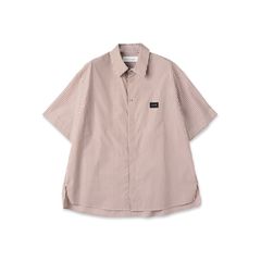 【残り一点】High Count Broad Embroidery Patch Short Sleeve Stripe Shirt