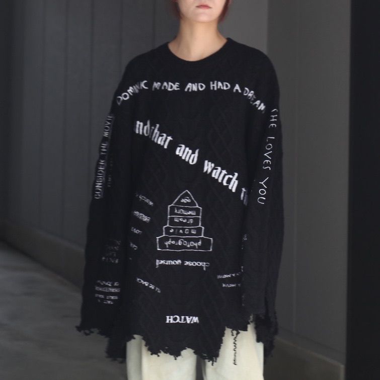 【残り一点】"TATTOO" Embroidery Cable Knit