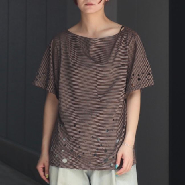 【残り一点】Destroyed Boat Neck Stripe Tee
