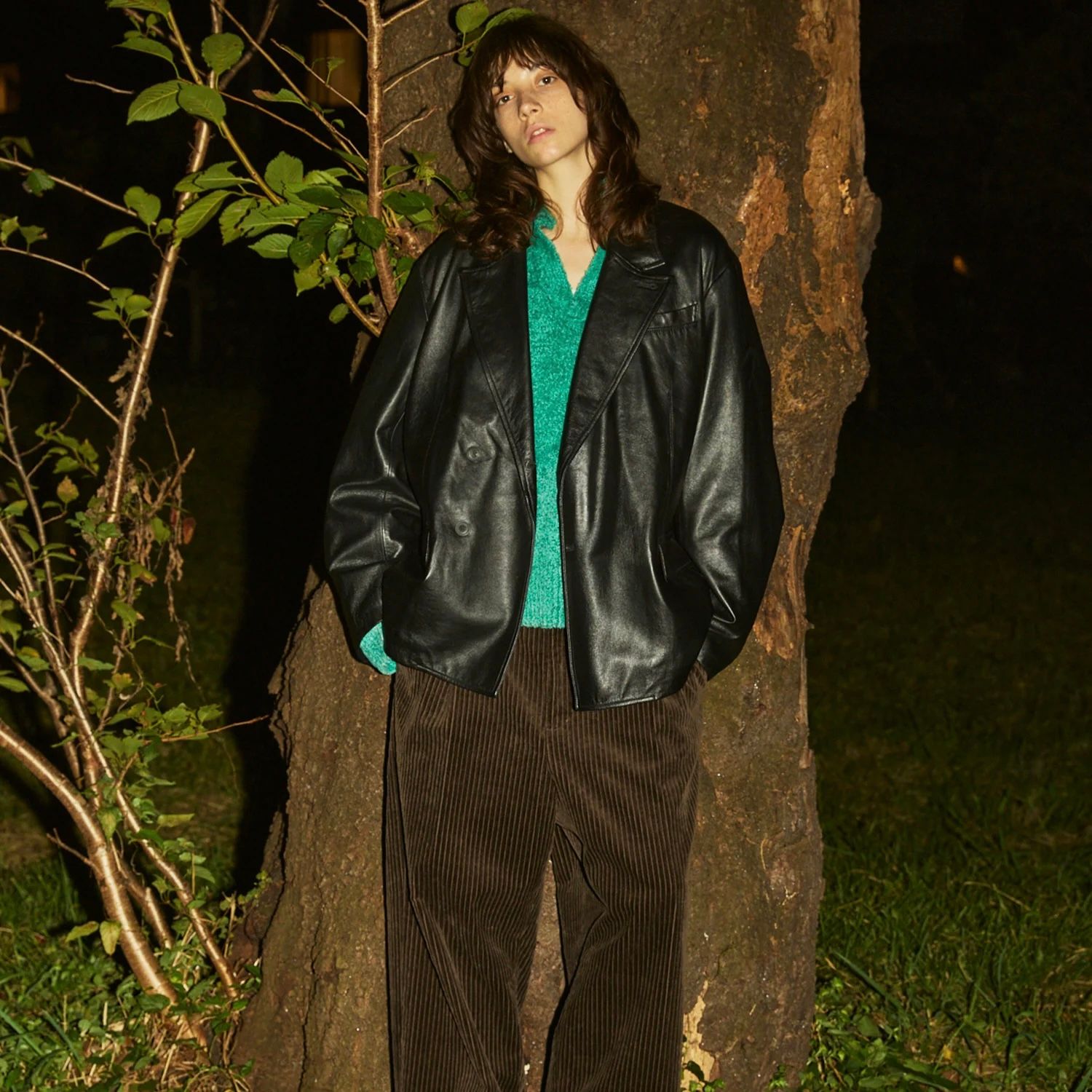 【残り一点】Sheep Leather Peaked Lapel Semi-Double Tailored Jacket