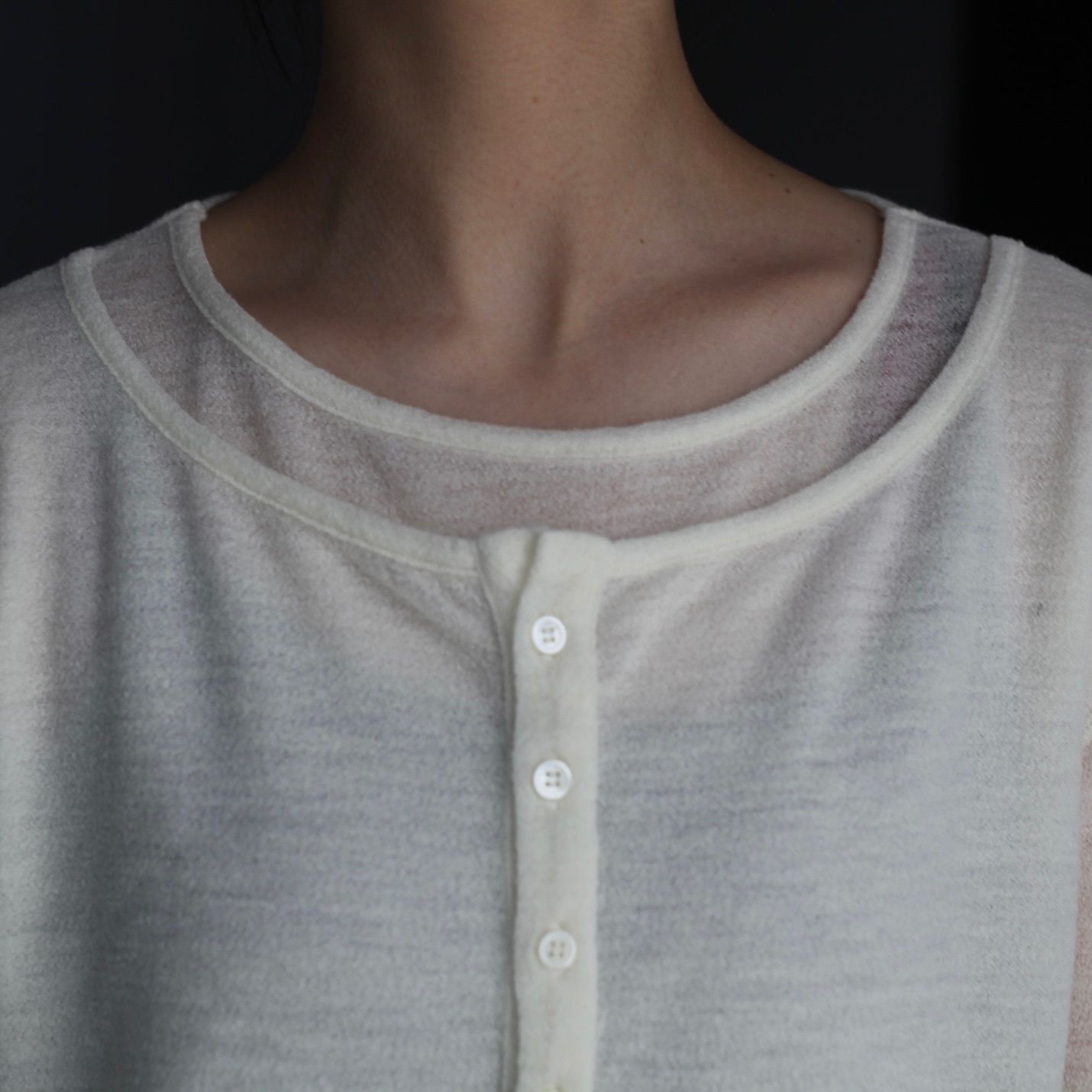 【残り一点】Double Layered Long Sleeve Henley T Shirt