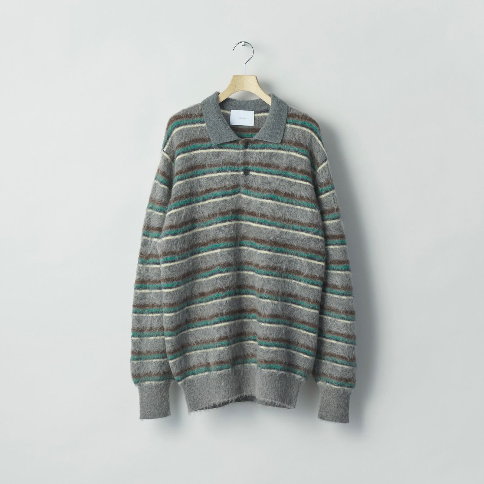 【残りわずか】Kid Mohair Ribbed Knit Polo LS