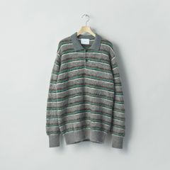 【残りわずか】Kid Mohair Ribbed Knit Polo LS