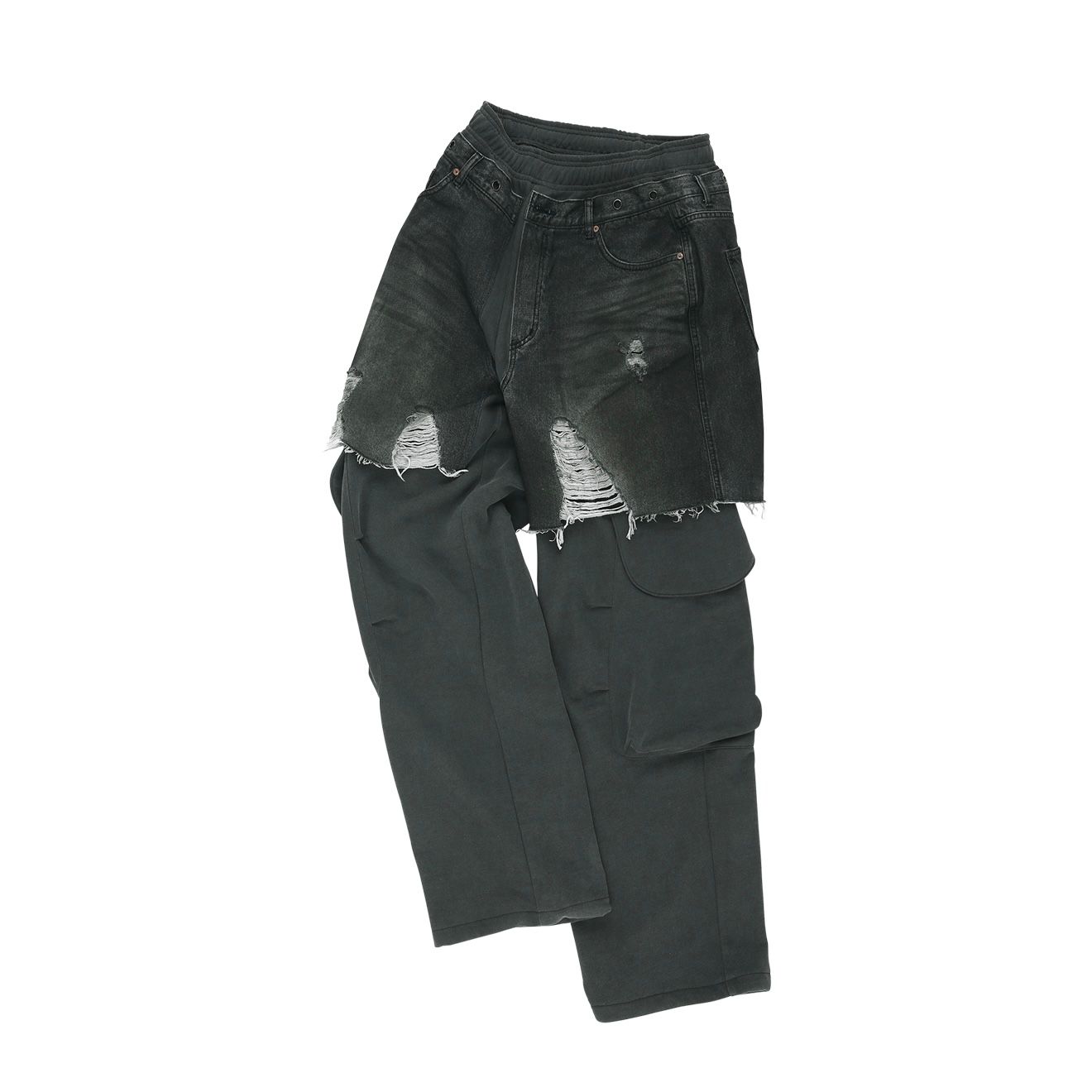 【残り一点】Unisex Rugged Denim-inset Sweat Pants