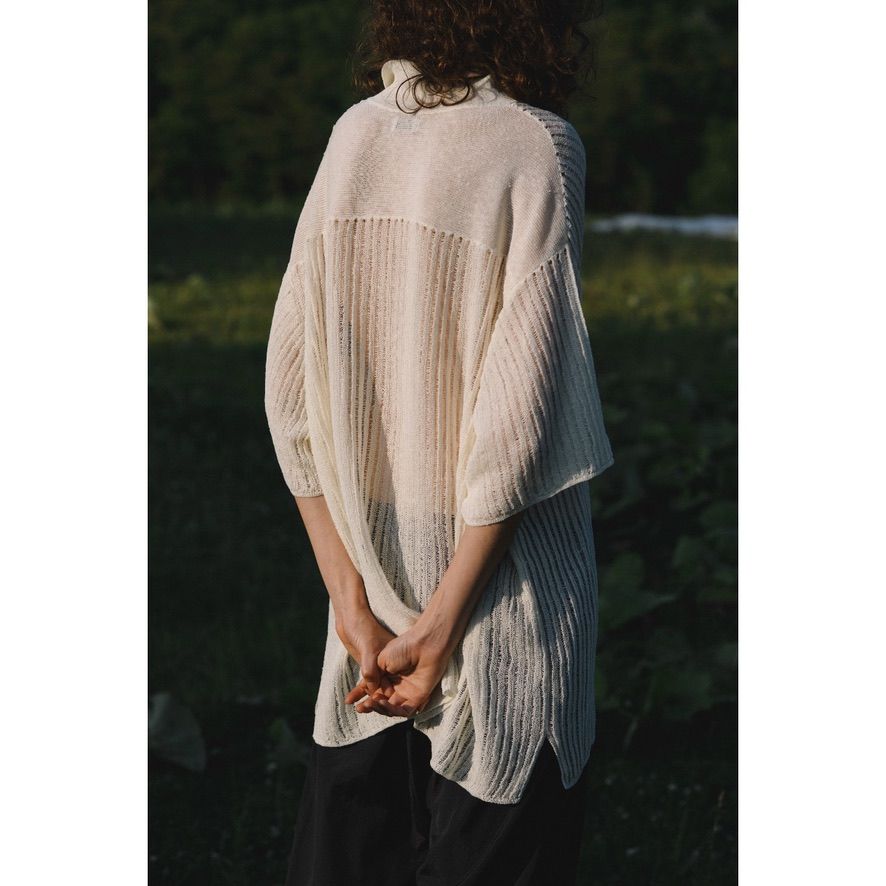 【残り一点】Rib Knit Sheer Shirt