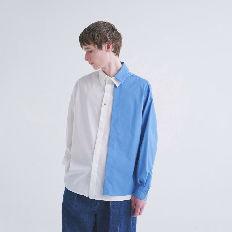 CULLNI クルニ　クレリック シャツ　レイヤード セットアップ グリーン top.jpg