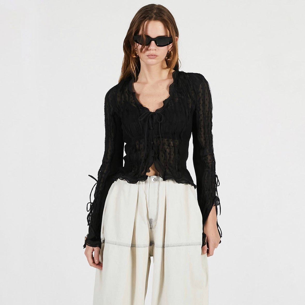 【残り一点】Sheer Dot Slim Shirt