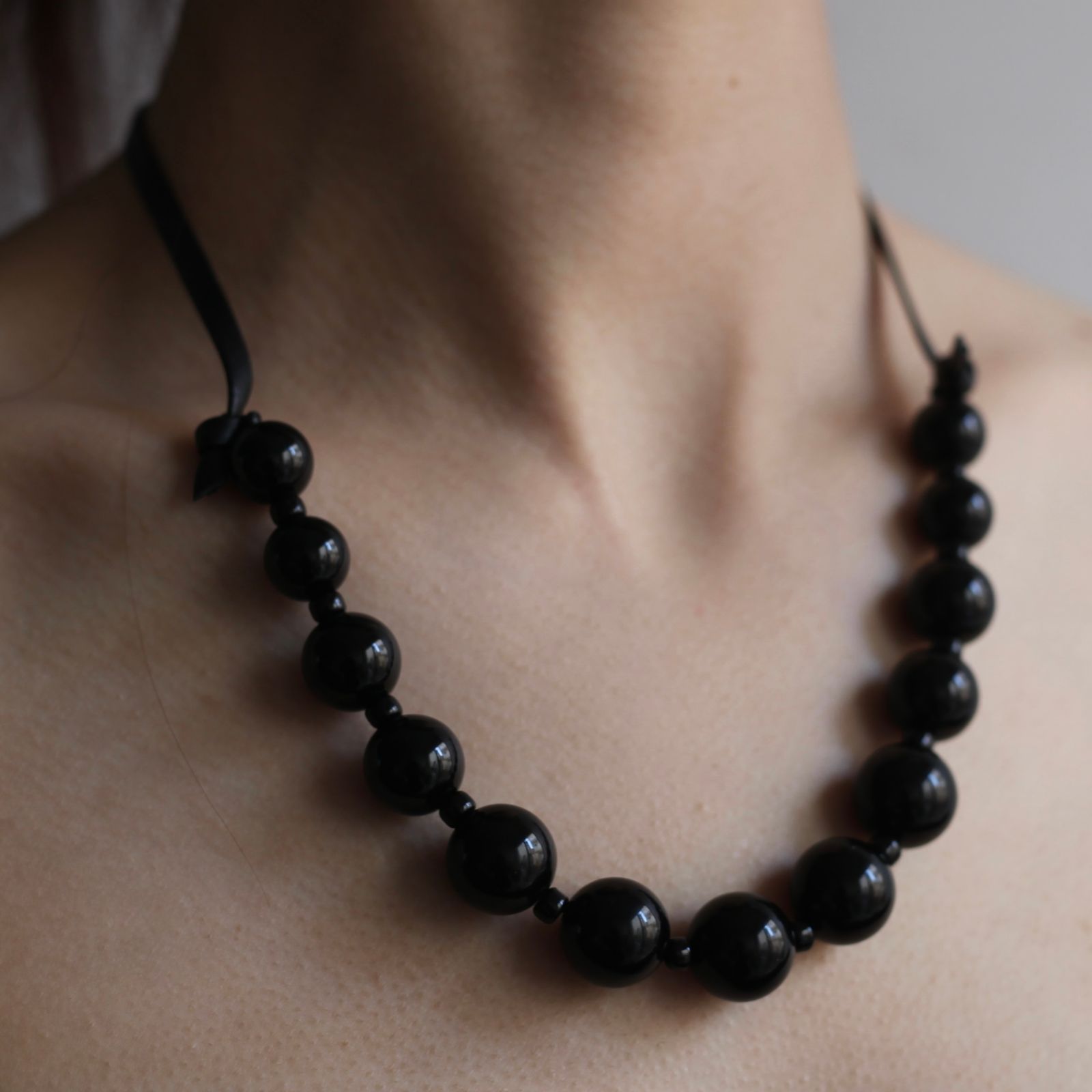 【残り一点】Gradation Ball Onyx Necklace