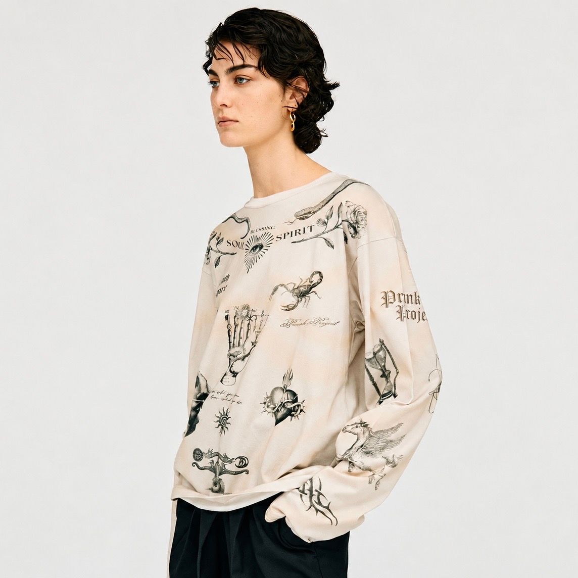 【残り一点】Tatoo Printed Long Sleeve Tee
