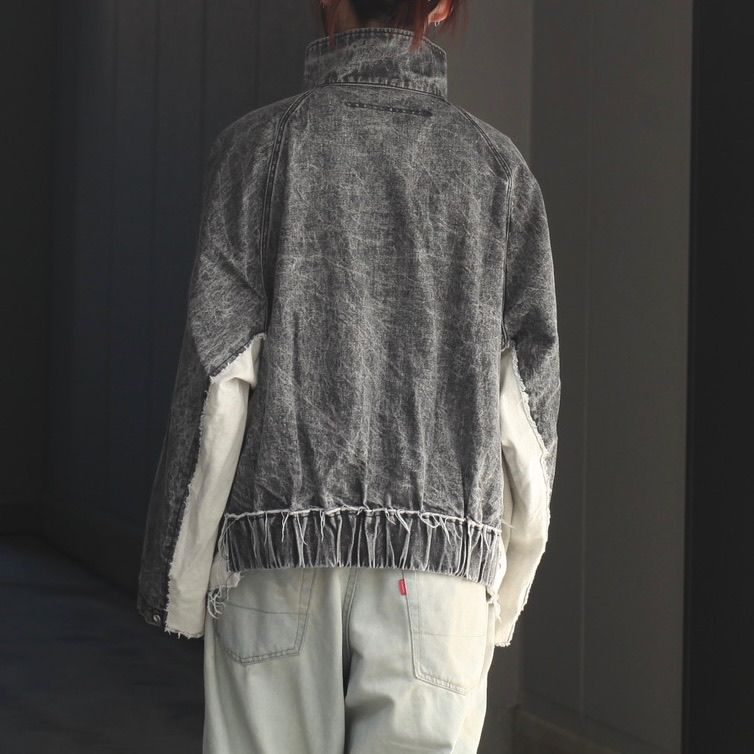 【残り一点】ピグメントプリントデニムジップブルゾン