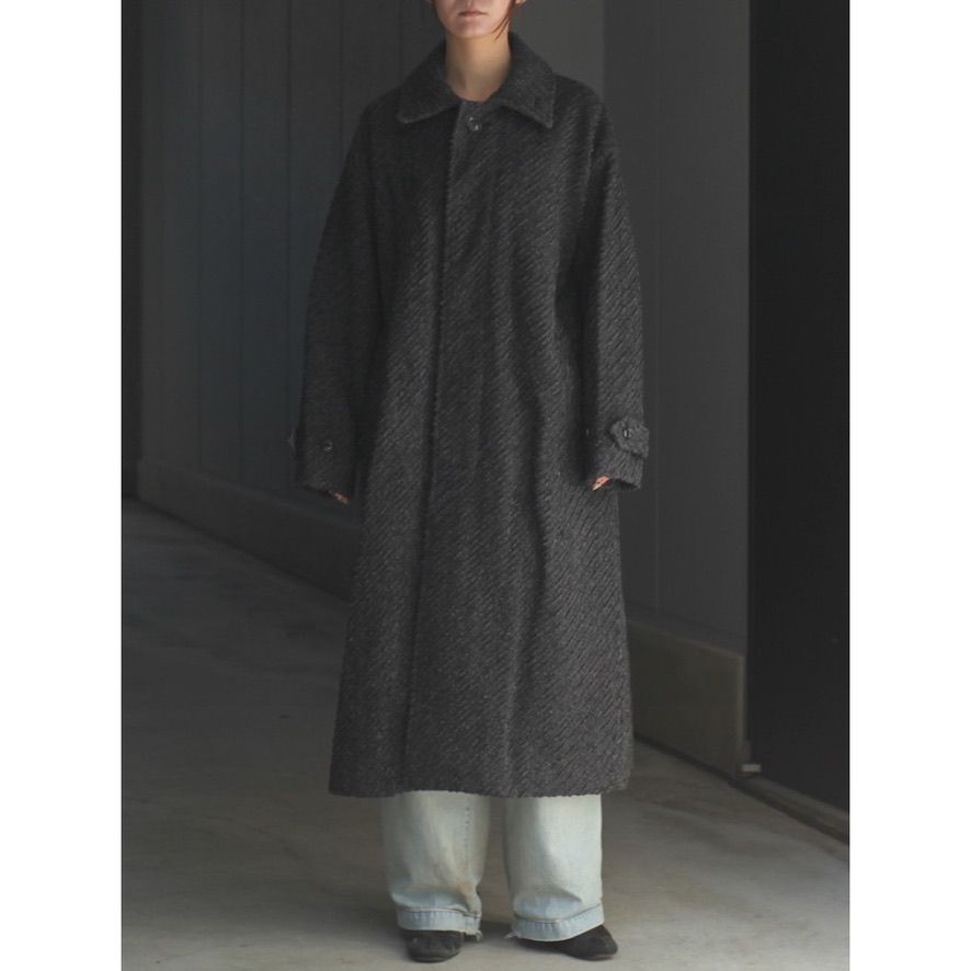 【残り一点】Herringbone Bonding Tweed Big Balmacaan Coat
