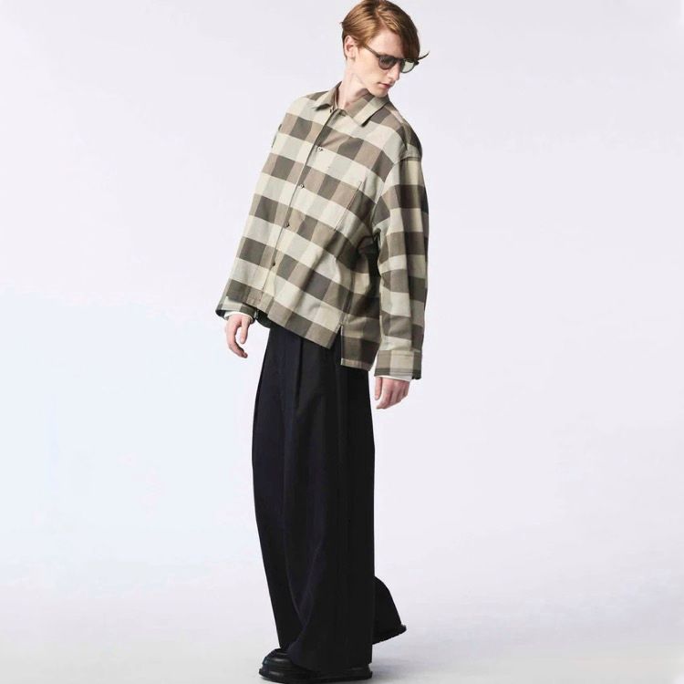 【残り一点】72/2 4Colors Chambray Wool Baggy Wide Pants