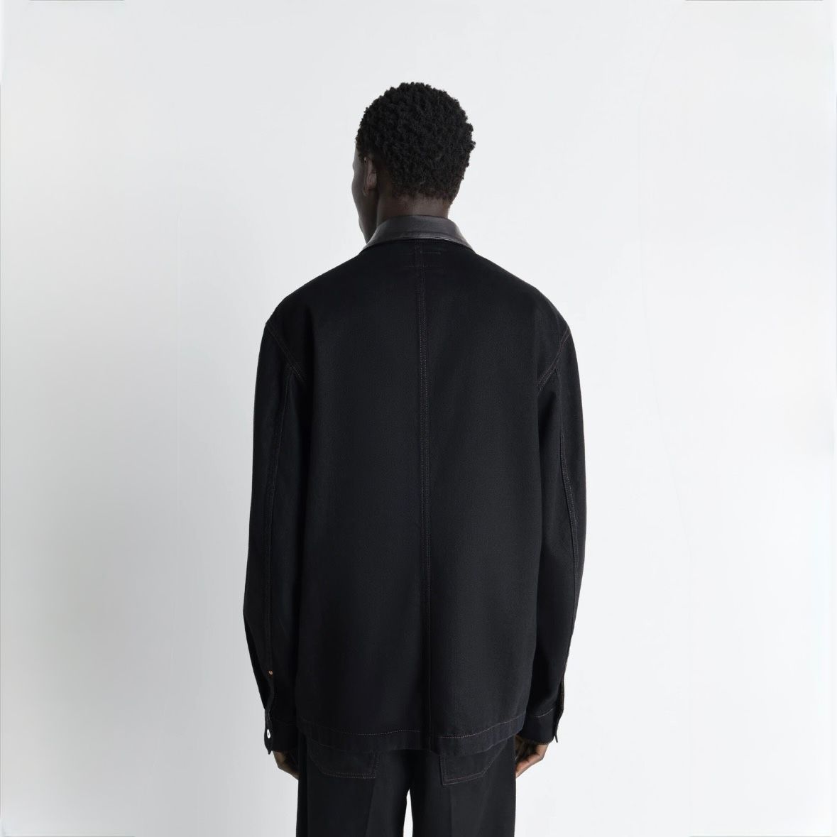 【残り一点】Work Wear Over Shirt With Leather Collar