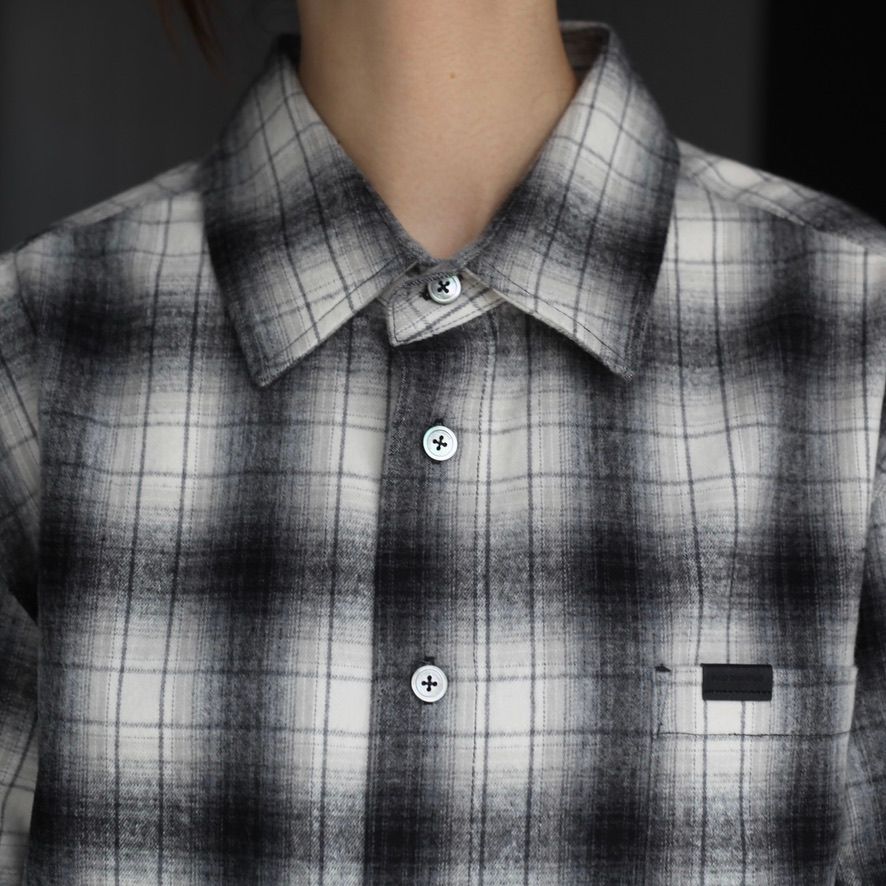 【残り一点】Black & White Check Patchwork Shirt
