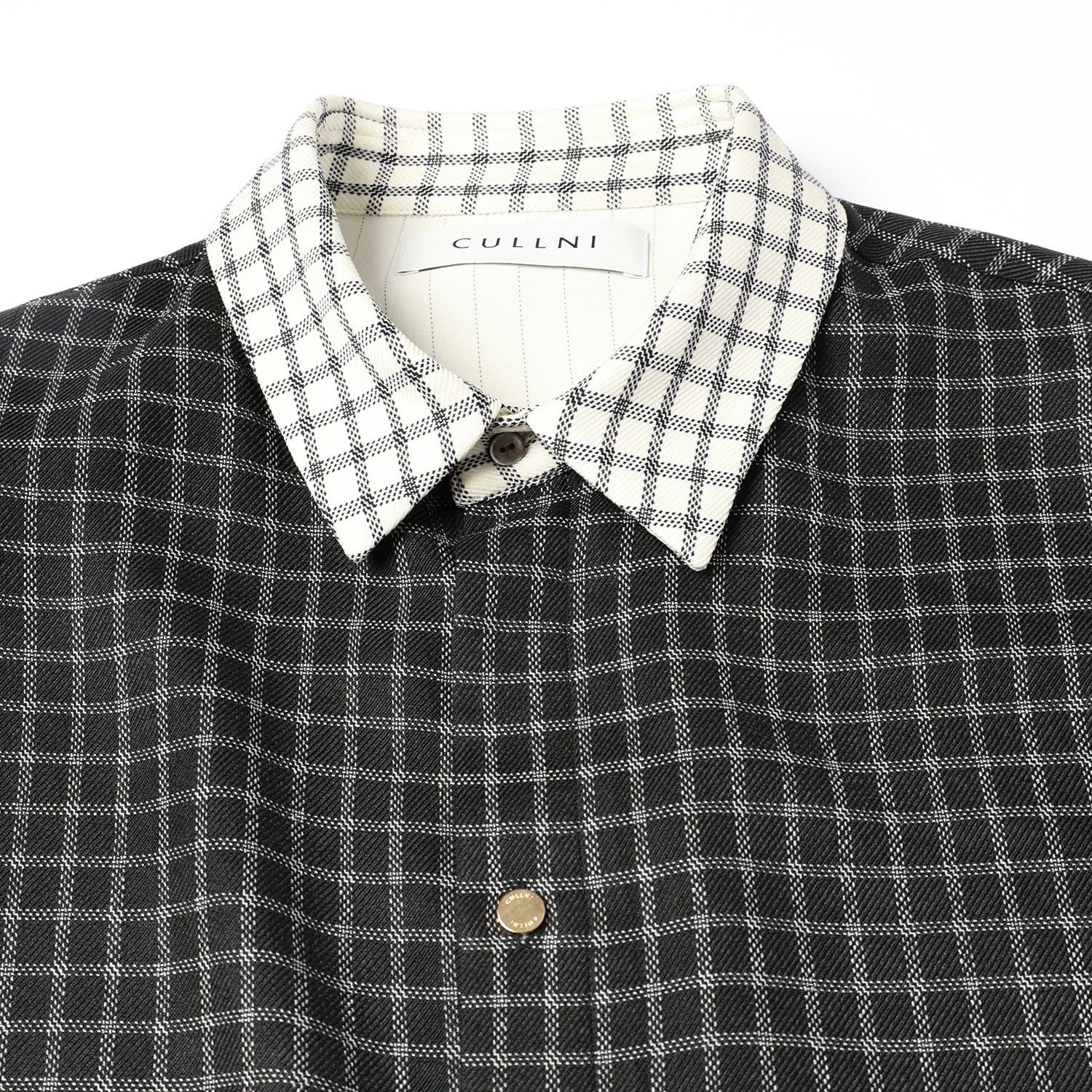【残り一点】Check Asymmetrical Stripe Short Sleeve Shirt