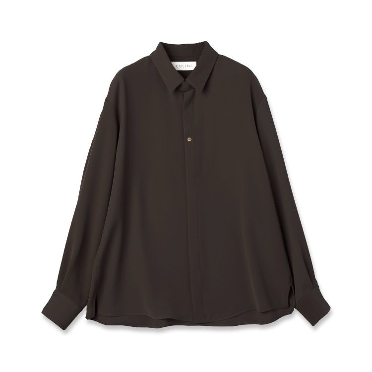 【残り一点】Double Cloth Twill Front Fly Chin Tab Shirt