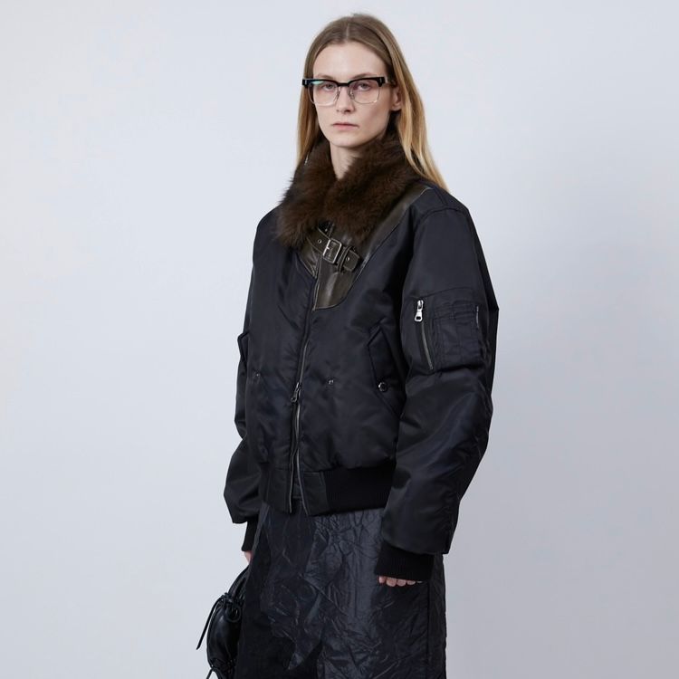 【残り一点】Fur Collar Leather Patch MA-1 Bomber